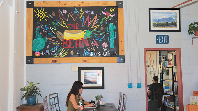 A customer at the Bean Café.