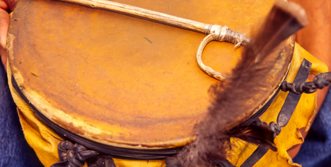 Close-up of an Apache drum.