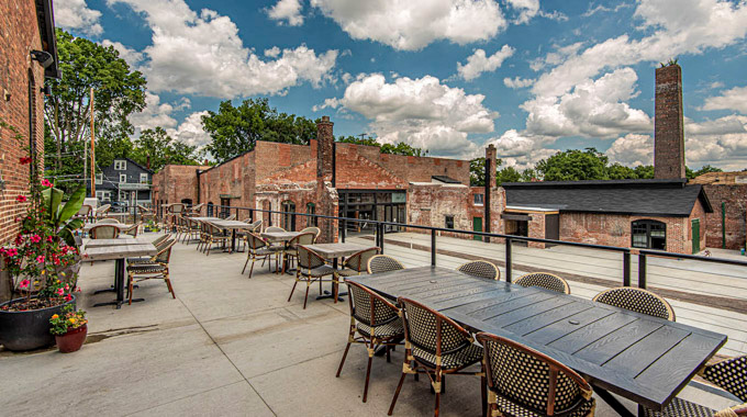 Outside seating area at East Market