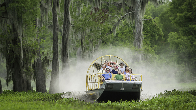 People on an airboat tour.