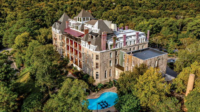 The 1886 Crescent Hotel & Spa sits atop a crest in the Ozark Mountains. | Photo courtesy 1886 Crescent Hotel & Spa