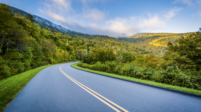 The Blue Ridge Parkway offers forest and mountain views in North Carolina and Virginia. | Photo by jonbilous/stock.adobe.com