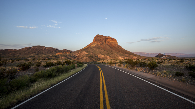 Ross Maxwell Scenic Drive in Big Bend National Park winds past Cerro Castellan, or Castellan Peak. | Photo by paulleong/stock.adobe.com