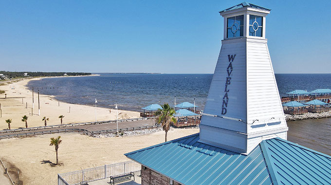 The Waveland Lighthouse overlooks the beach in this community known as “the hospitality city.” | Photo courtesy Coastal Mississippi