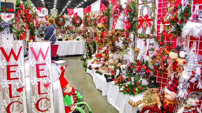 More than 750 booths displaying Christmas decorations, furnishings, food, and gifts create a cheery vibe in the Kentucky Exposition Center during the Louisville Christmas Gift and Decor Show.