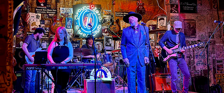 Blues band performing. Blues band performing.