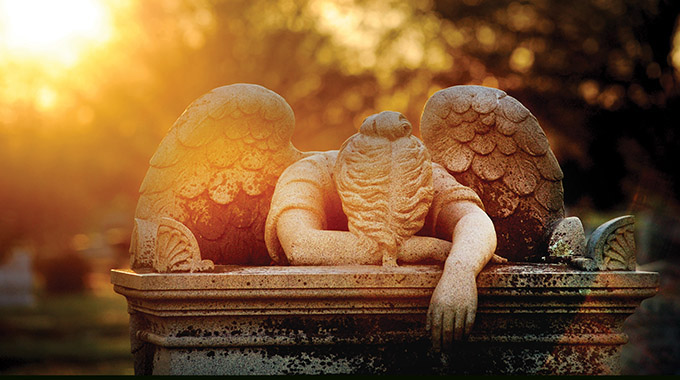 A statue of a weeping angel is among the beautiful monuments at Friendship Cemetery. | Photo courtesy Visit Columbus