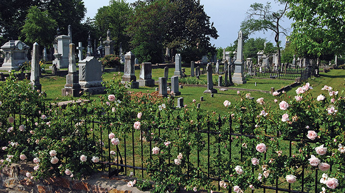 Mount Holly Cemetery showcases a variety of funerary monument styles. | Photo courtesy Arkansas Tourism 