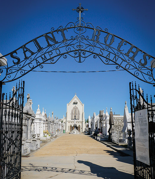 A Gothic-style chapel marks the center of St. Roch Cemetery No. 1. | Photo courtesy New Orleans and Company