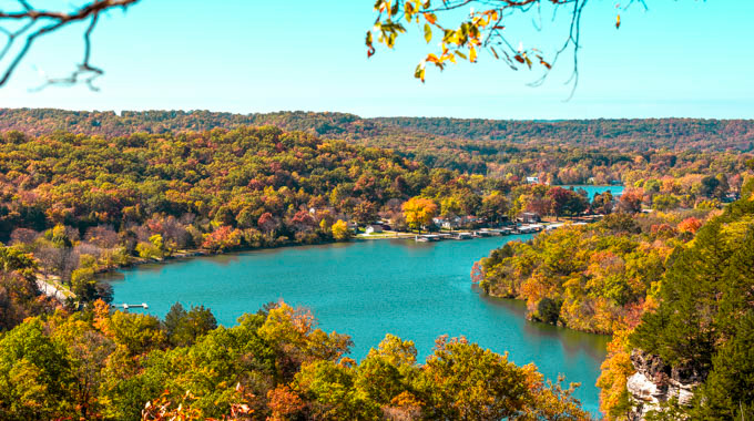 Aerial view of the Niagua Arm of the Lake of the Ozarks.