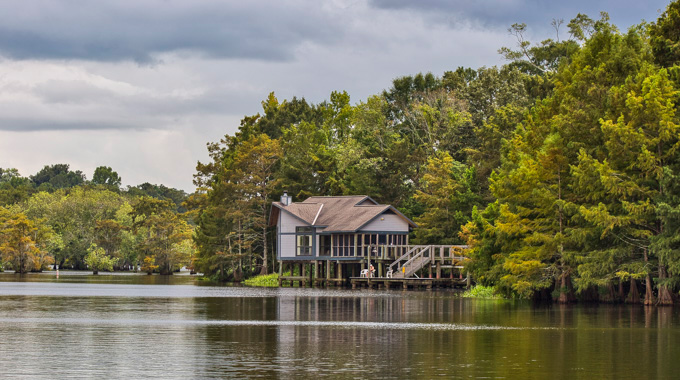 A waterfront cabin