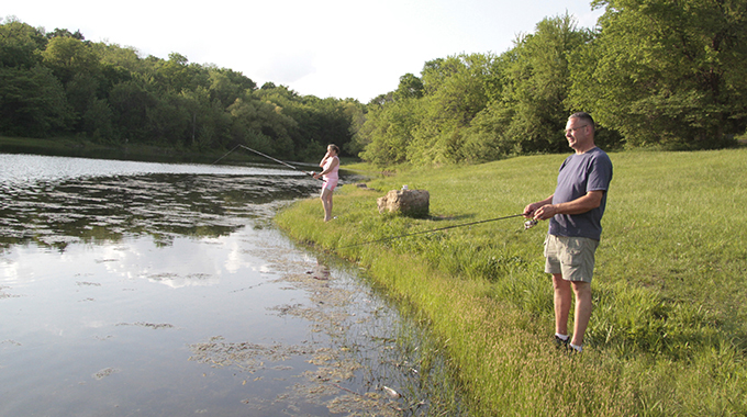 Clinton State Park in Lawrence, Kansas, provides plenty of fishing opportunities for catfish, walleye, crappie, and more in Clinton Reservoir. | Photo courtesy Kansas Tourism