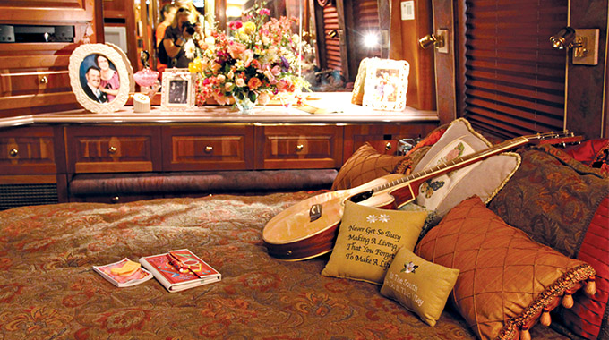 The bedroom in Dolly Parton’s former tour bus in Dollywood.