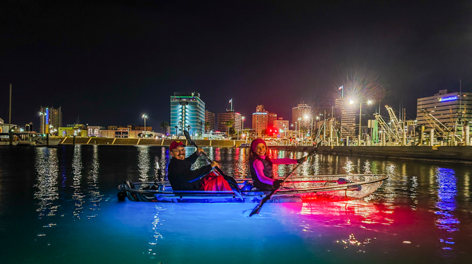 Paddle a kayak at night with GlowRow.