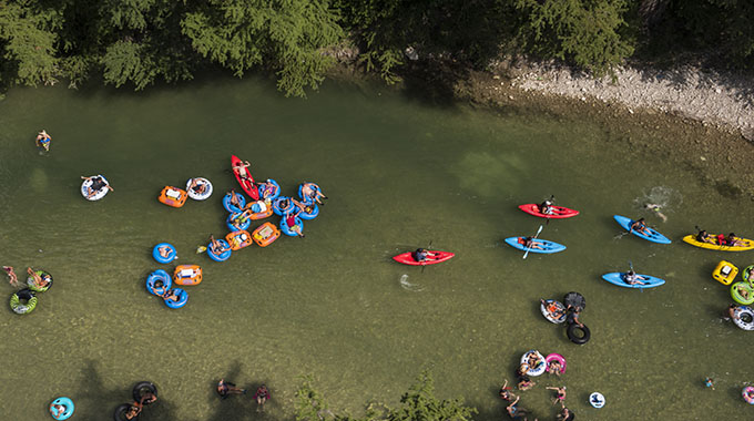 Float down the river in an inner tube or kayak at the Frio River at Garner State Park. | Photo courtesy Visit Uvalde County