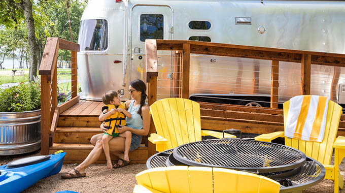 Stay in a fully furnished Airstream at Lake Bastrop North Shore Park. | Photo by LCRA Parks
