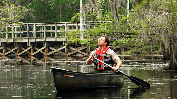 Parks specialist Charles C. Hubbard leads interpretive programs for Caddo Lake State Park. | Photo courtesy Texas Parks and Wildlife