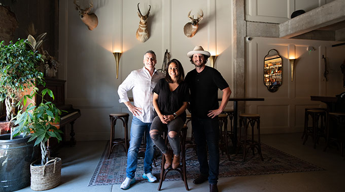Sidesaddle Saloon co-owners, from left: Glen Keely, Sarah Castillo, and Christian Lehrmann.