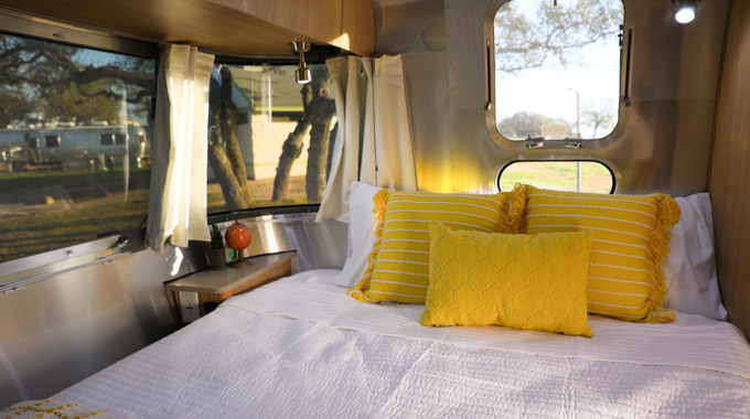 Sleeping area inside an Airstream