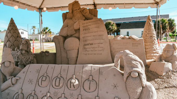 A Santa sand sculpture in Port Aransas