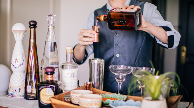 Bartender mixing up a margarita