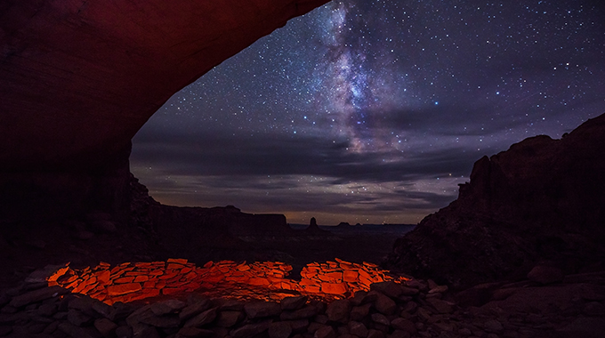 A view of the Milky Way in Canyonlands National Park, Utah