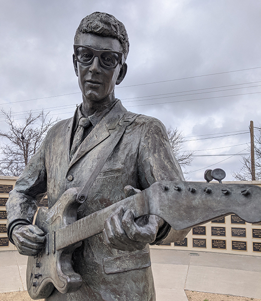 Buddy Holly statue at Lubbock. | Photo by Cynthia J. Drake