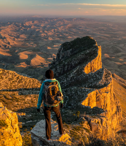 Hiker in Guadalupe Mountains National Park