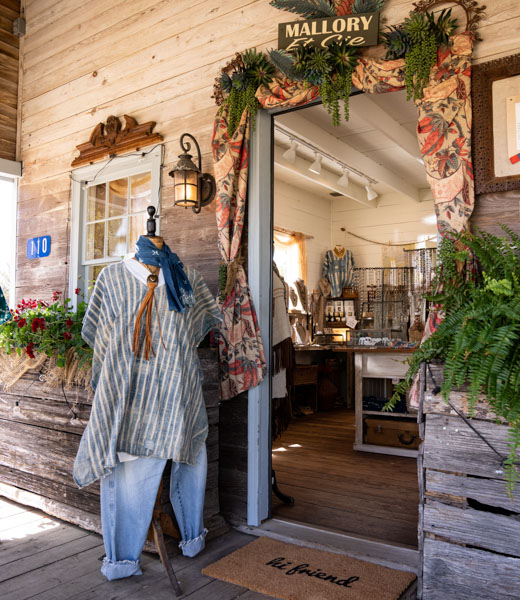 A clothing display at the entrance of Mallory et Cie