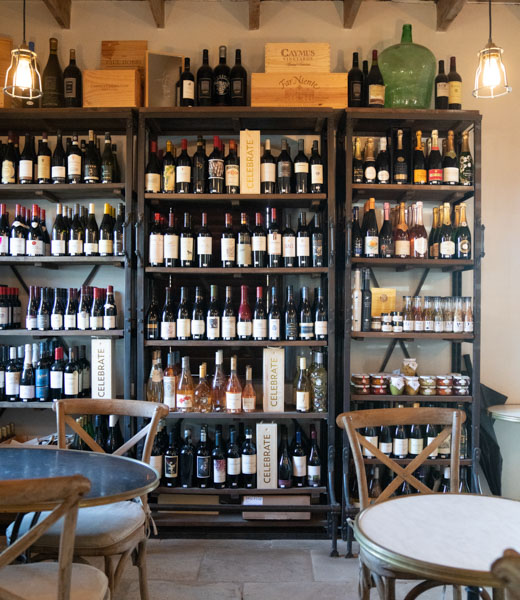 Fully stocked shelves of wine at Prost on Block 29