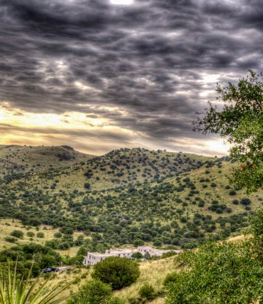 Dark clouds looming over Davis Mountains State Park 
