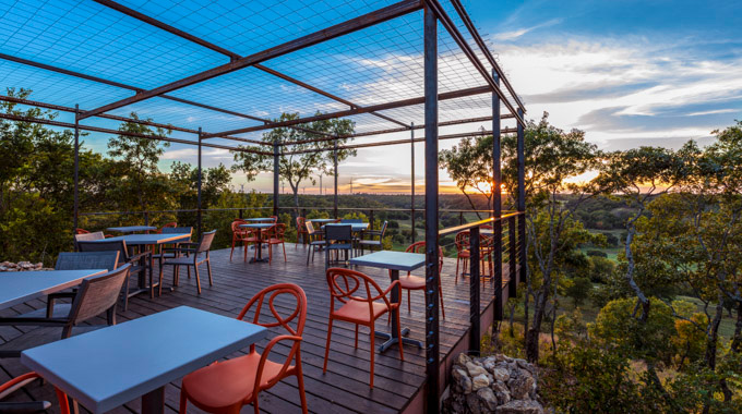 Views of the sunset from the open-air tasting room at 4R Ranch Winery in Muenster. | Photo by John Sutton/Sutton Pictures, LLC