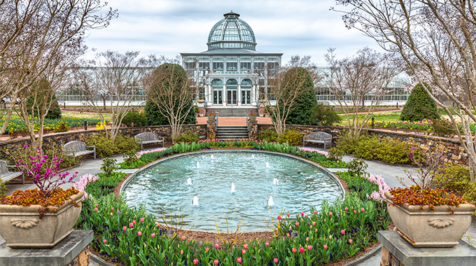 The 11,000-square-foot glass conservatory houses rare and exotic plants from around the world. | Photo by Thomas Hennessy