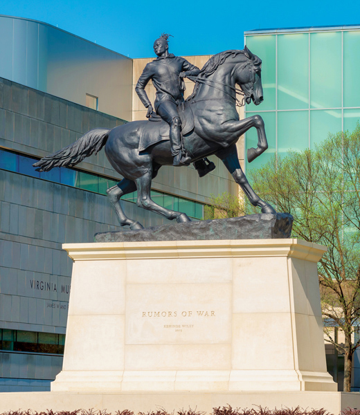Artist Kehinde Wiley’s "Rumors of War" stands tall in front of the Virginia Museum of Fine Arts. Photo Courtesy Virginia Museum of Fine Arts/David Stover