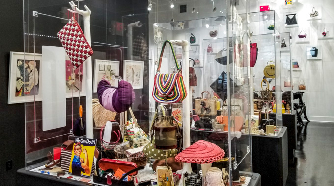 Various handbags on display