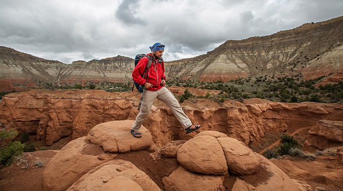A hiker explores Utah’s Kodachrome Basin State Park