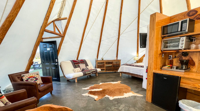 Inside a Sandy River Outdoor Adventures tepee
