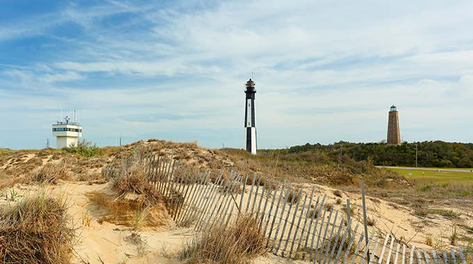 Two historic lighthouses in Fort Story. | Photo by jayyuan/stock.adobe.com