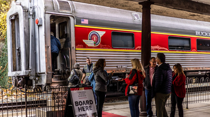 Passengers boarding the train