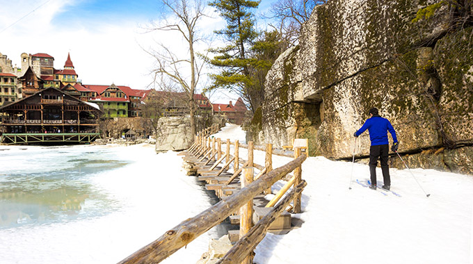 Cross-country skiing on the trail outside of Mohonk Mountain House. | Photo courtesy Mohonk Mountain House