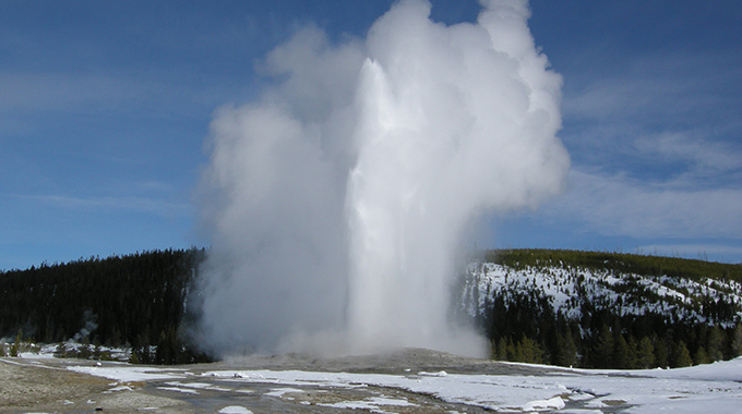 Old Faithful during an eruption, Yellowstone National Park
