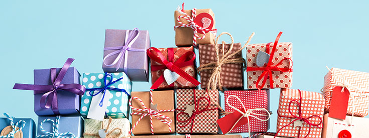 A stack of holiday gift boxes A stack of holiday gift boxes
