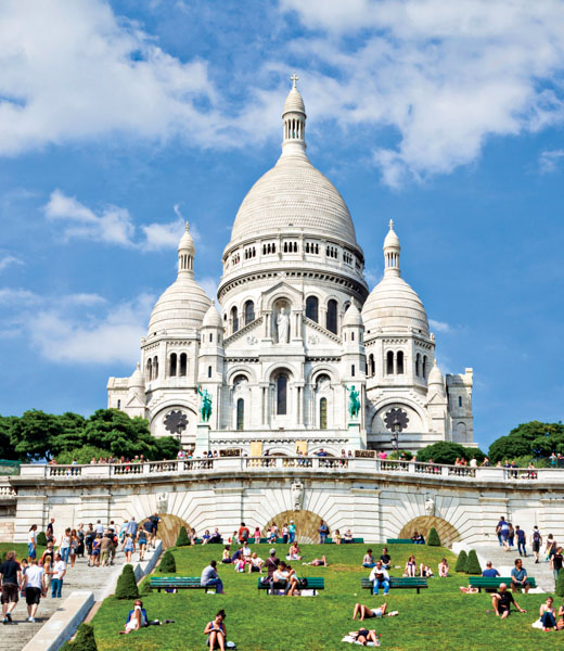 The Sacré Coeur basilica, set on Paris’ highest hill, offers one of the city’s prettiest views.