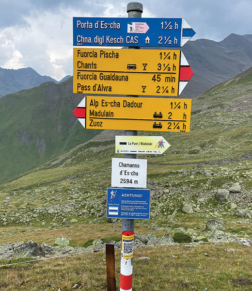 A signpost on the trail