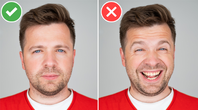 Side-by-side photos of a man: one with neutral expression, the other an exaggerated one.