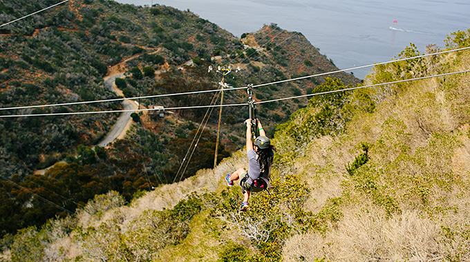 The Zip Line Eco Tour offers thrill seekers stunning views. | Photo courtesy Catalina Island Company
