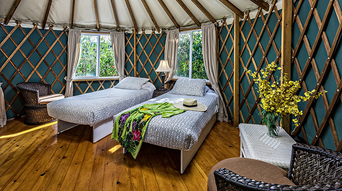 A luxurious yurt for two at Hawai‘i Island Retreat in Kapa‘au. | Photo by Unique Angles Photography