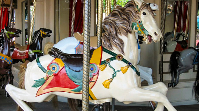 A horse on the Cedar Point Midway Carousel.