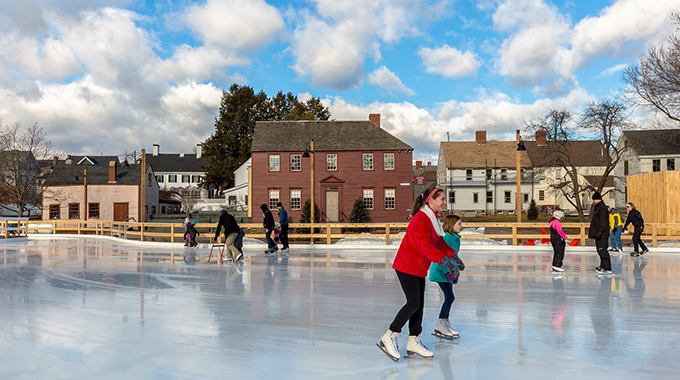 Ice skating at the Strawbery Banke Museum in Portsmouth, New Hampshire, evokes an earlier time. | Photo by Phil Cohen
