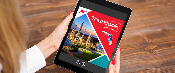 AAA TourBook open on a tablet AAA TourBook open on a tablet